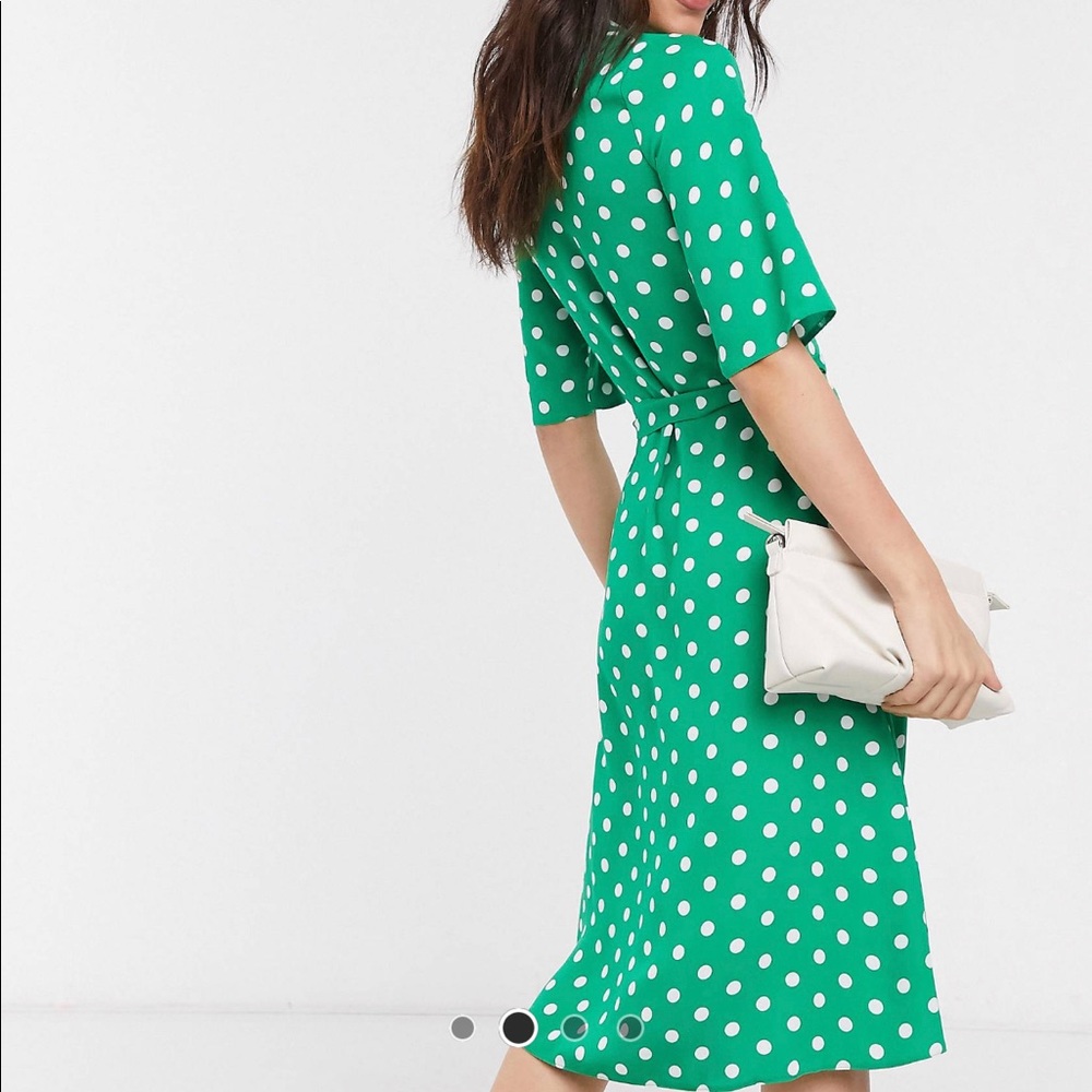 ASOS Green Polka Dot Midi Dress - Picture 2 of 3